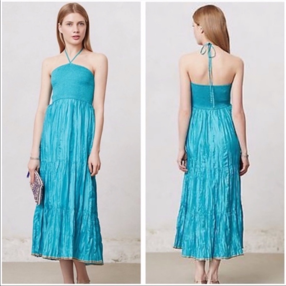 Anthropologie Maeve Daleka Day Silk Halter Dress
